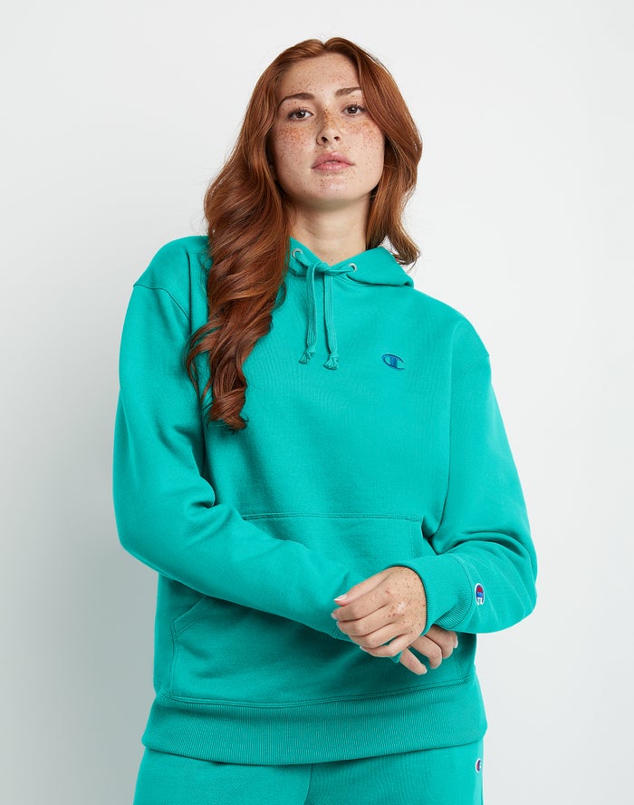 Sudadera Con Capucha Champion Mujer - Powerblend Fleece Oversized ( Turquesa ) 0531789-PU